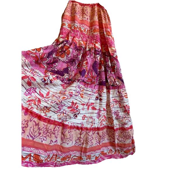 Y2K Boho Maxi Dress Women’s OS Smocked Bodice Fairy Pink Hippie Festival Wedding - Picture 2 of 9